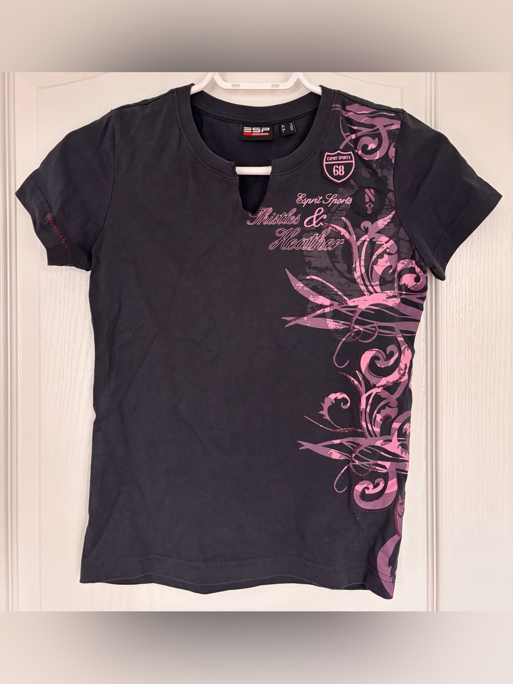 Esprit Sports Floral Scroll Graphic Short Sleeve Tee Size XS